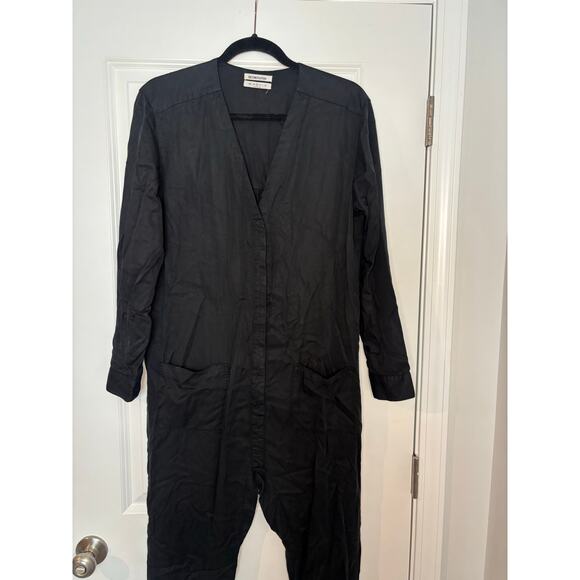 One Teaspoon Black Relaxed Jumpsuit Womenโs Size Small Deep V Button Front - Picture 14 of 15
